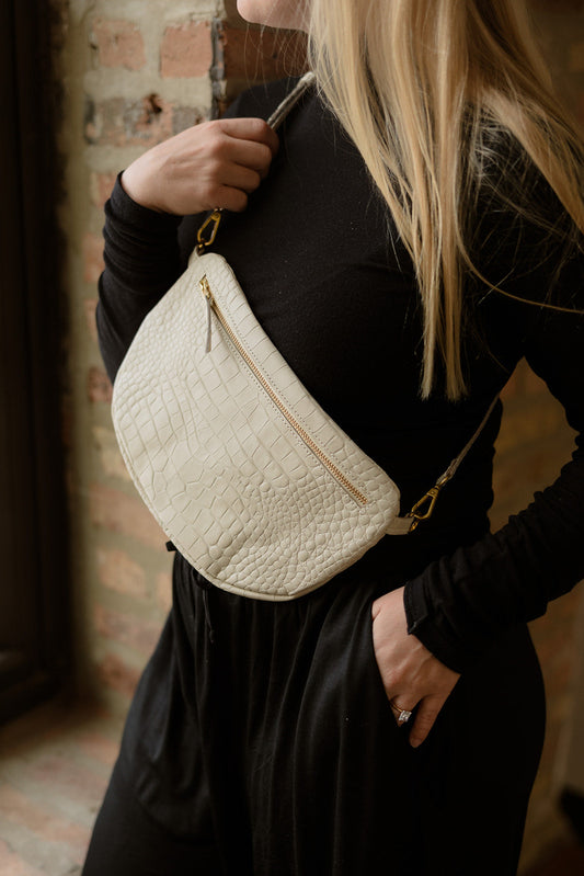 The Big Sling Bag, Ivory Croco
